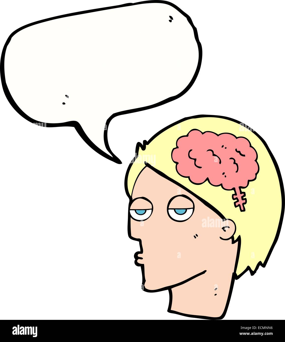 cartoon head with brain symbol with speech bubble Stock Vector Image ...