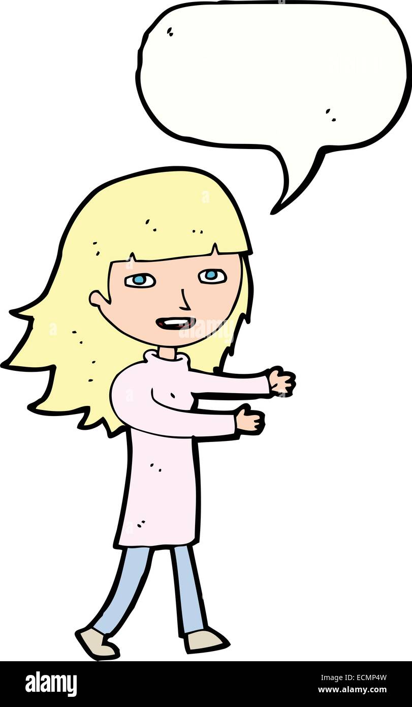 cartoon happy girl with speech bubble Stock Vector Image & Art - Alamy