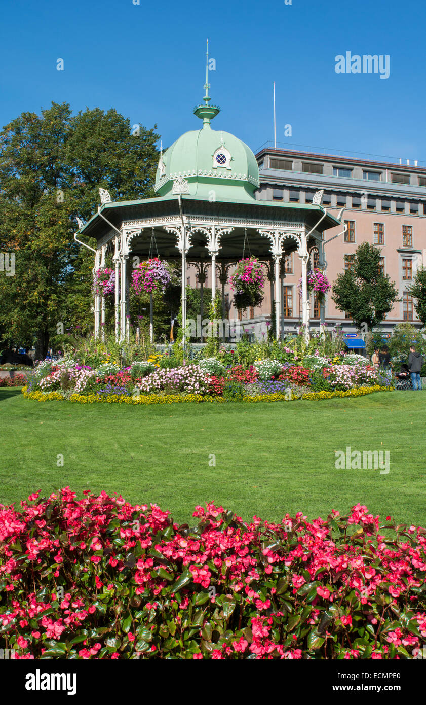 Bergen Norway music Pavillion colorful gazebo with flowers in downtown  Stock Photo - Alamy
