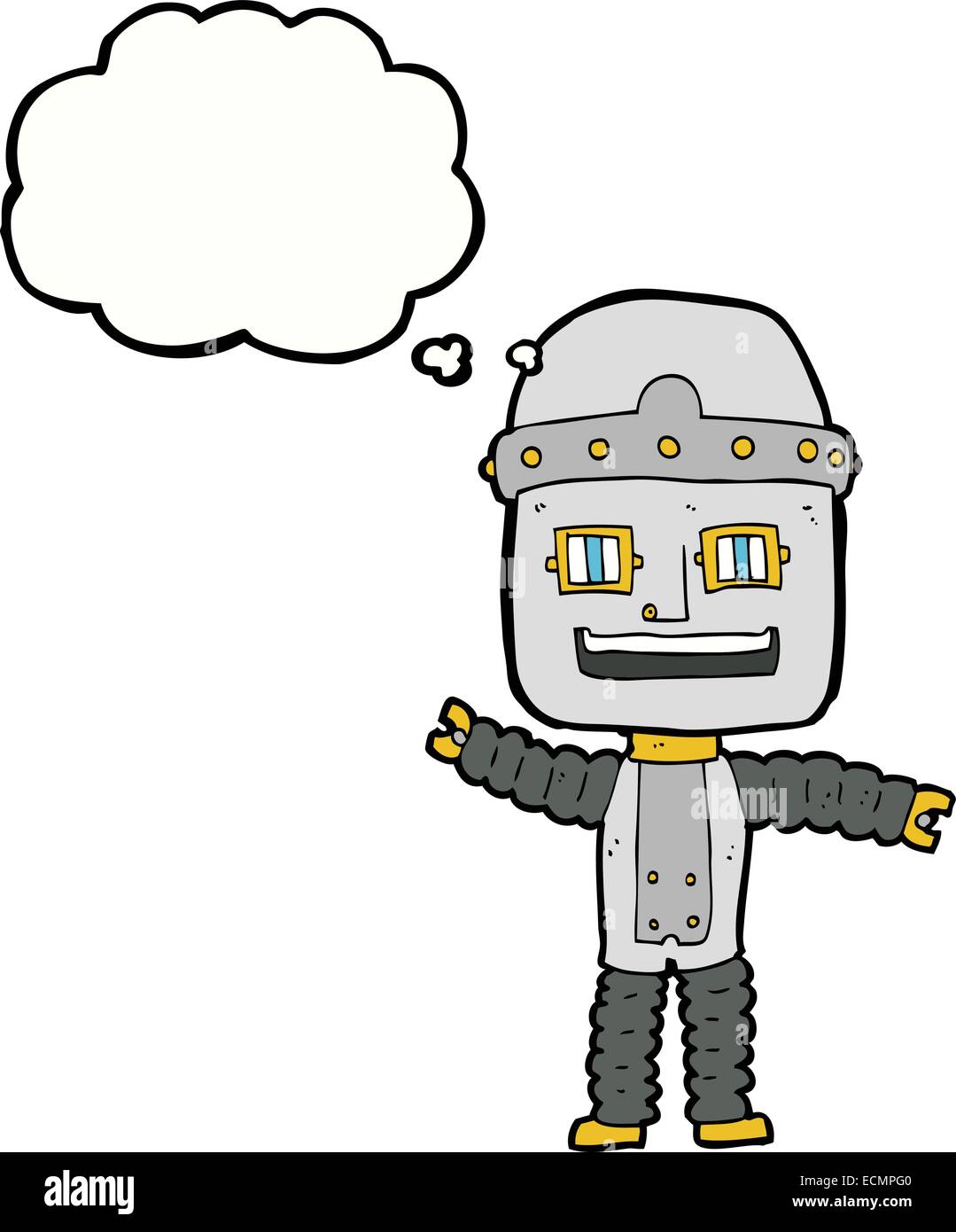 cartoon waving robot with thought bubble Stock Vector Image & Art - Alamy
