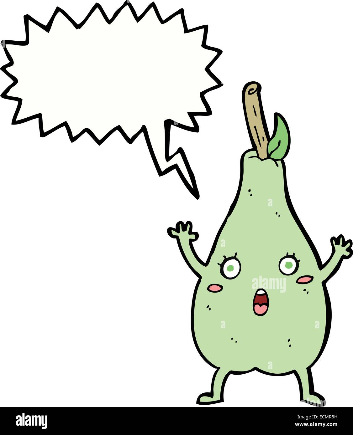 cartoon frightened pear with speech bubble Stock Vector Image & Art - Alamy
