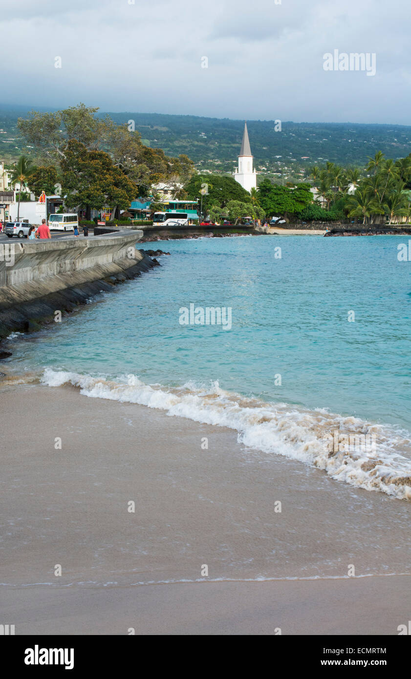 Hawaii Big Island KailuaKona downtown water and the Old Church