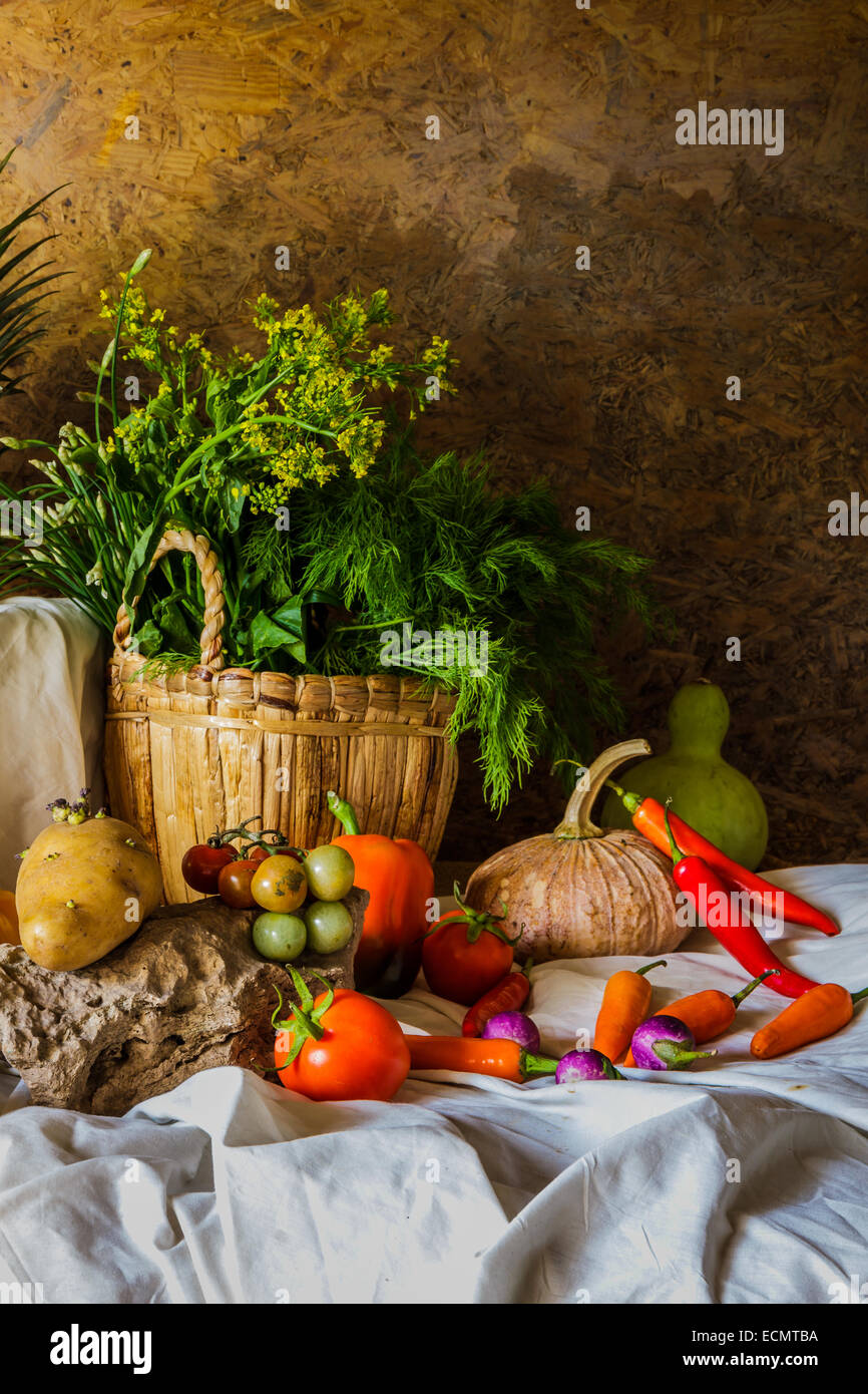 still life Vegetables, Herbs and Fruit as ingredients in cooking Stock ...