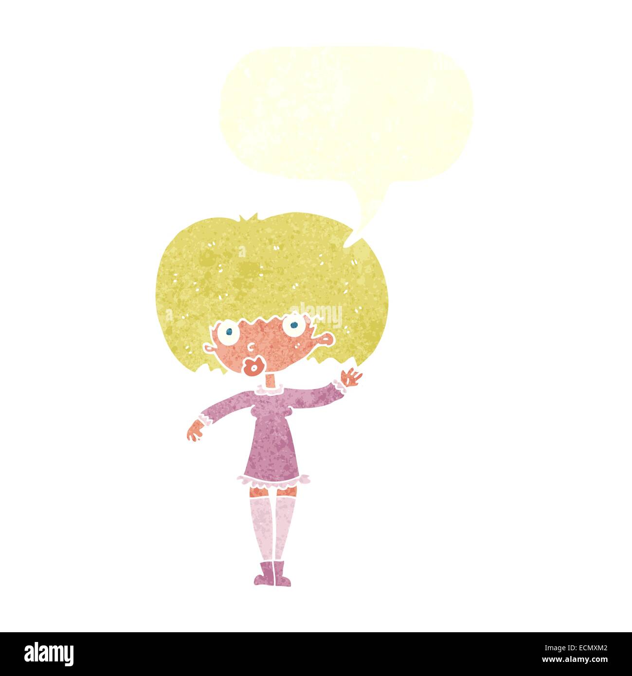 cartoon waving girl with speech bubble Stock Vector Image & Art - Alamy