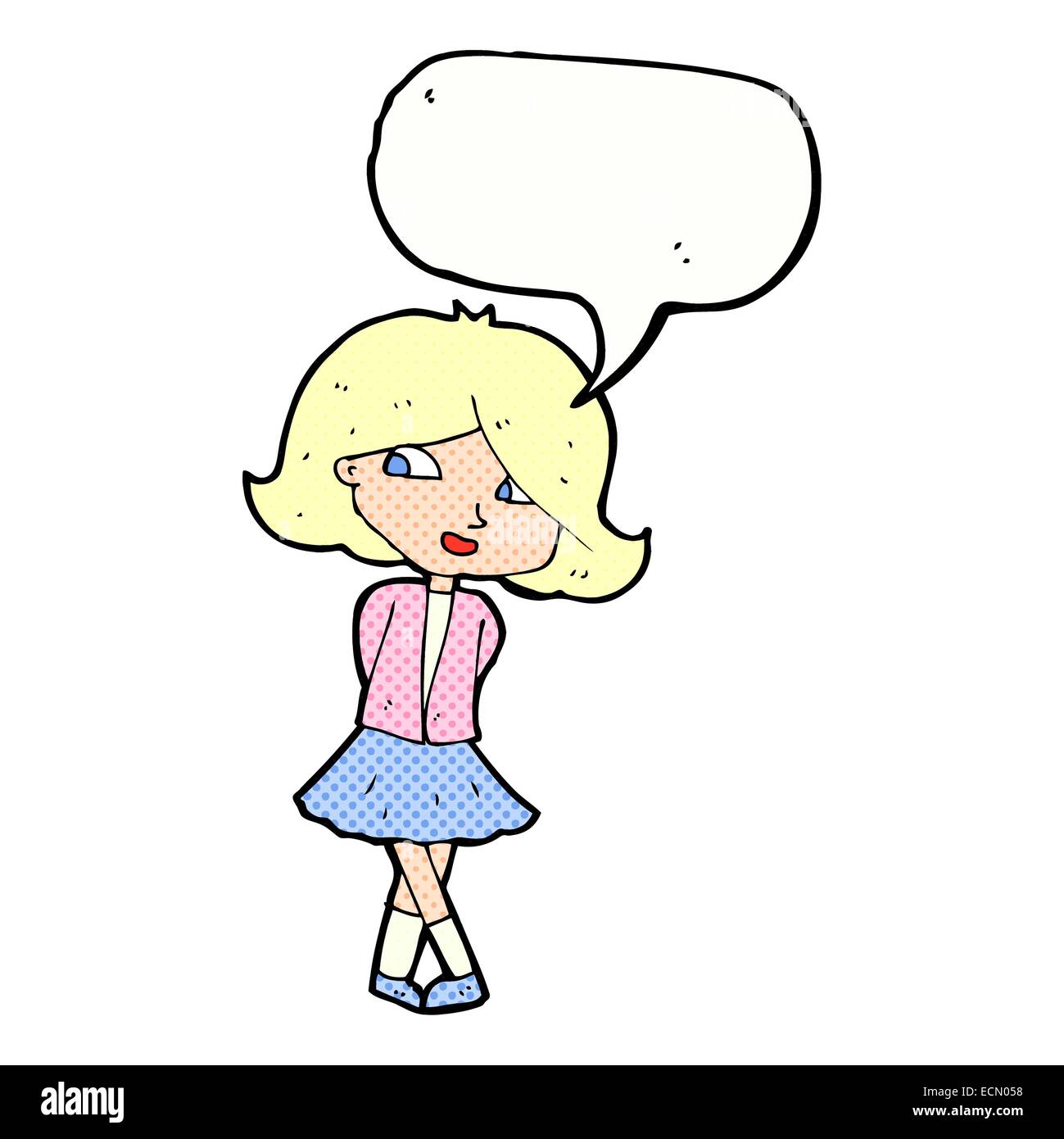 cartoon happy girl with speech bubble Stock Vector Image & Art - Alamy