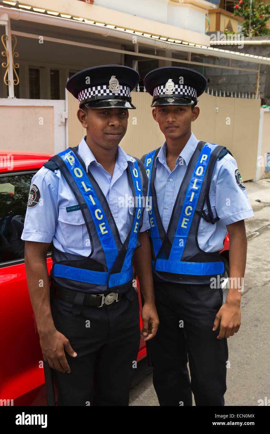Mauritius, Mahebourg, two policemen Stock Photo