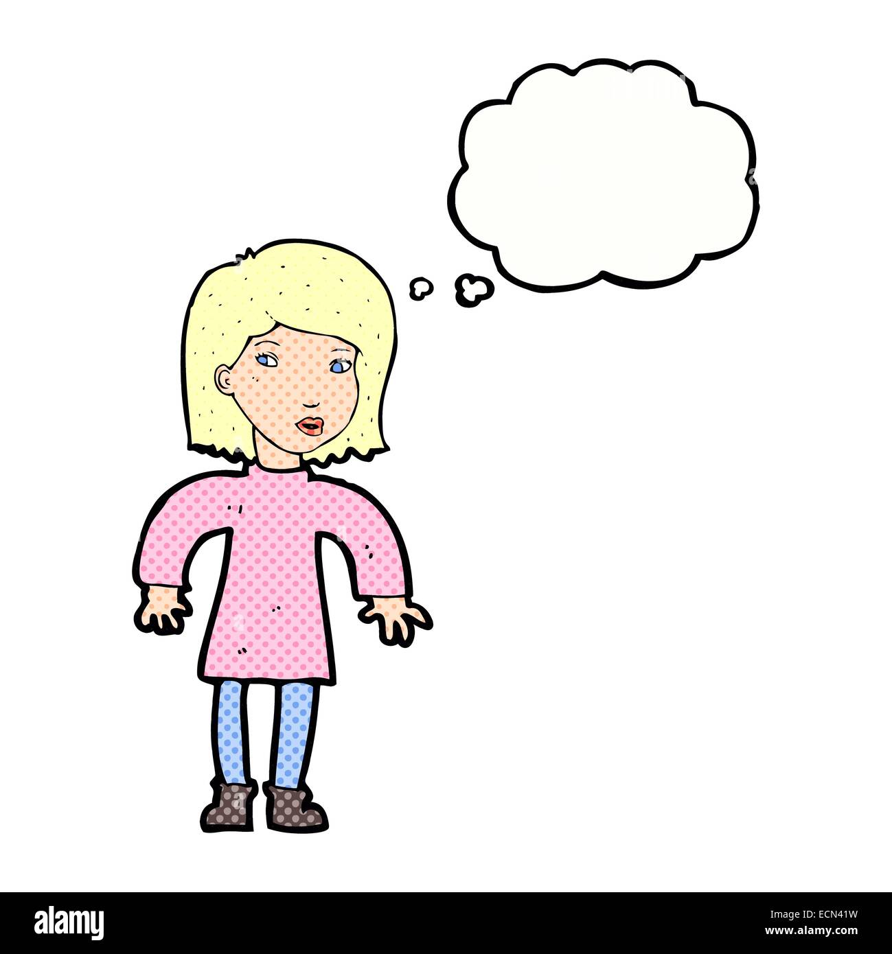 cartoon cautious woman with thought bubble Stock Vector Image & Art - Alamy