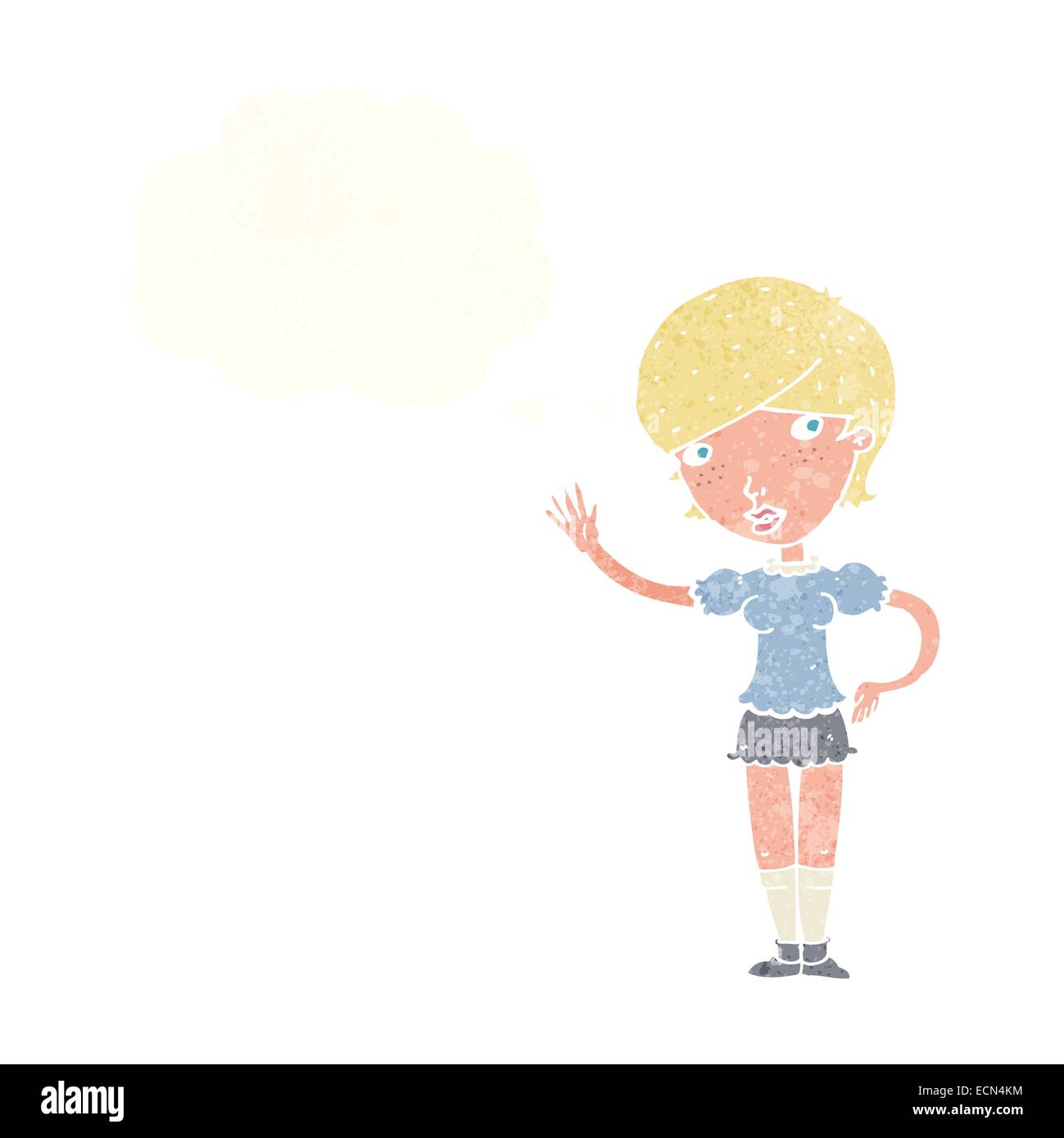 cartoon girl waving with thought bubble Stock Vector Image & Art - Alamy
