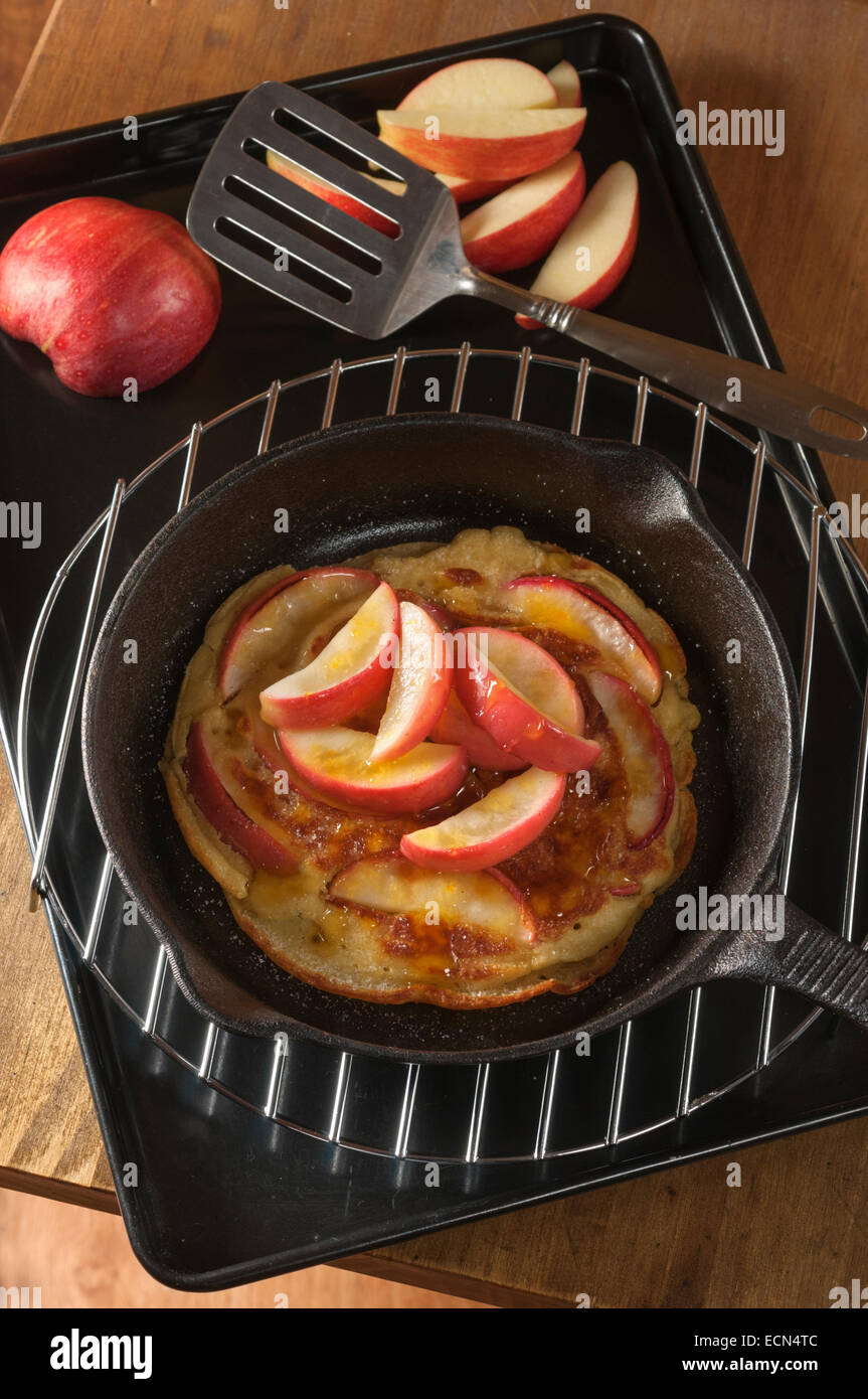 Apple pancakes. Apple griddle cakes. Fruit dessert Stock Photo