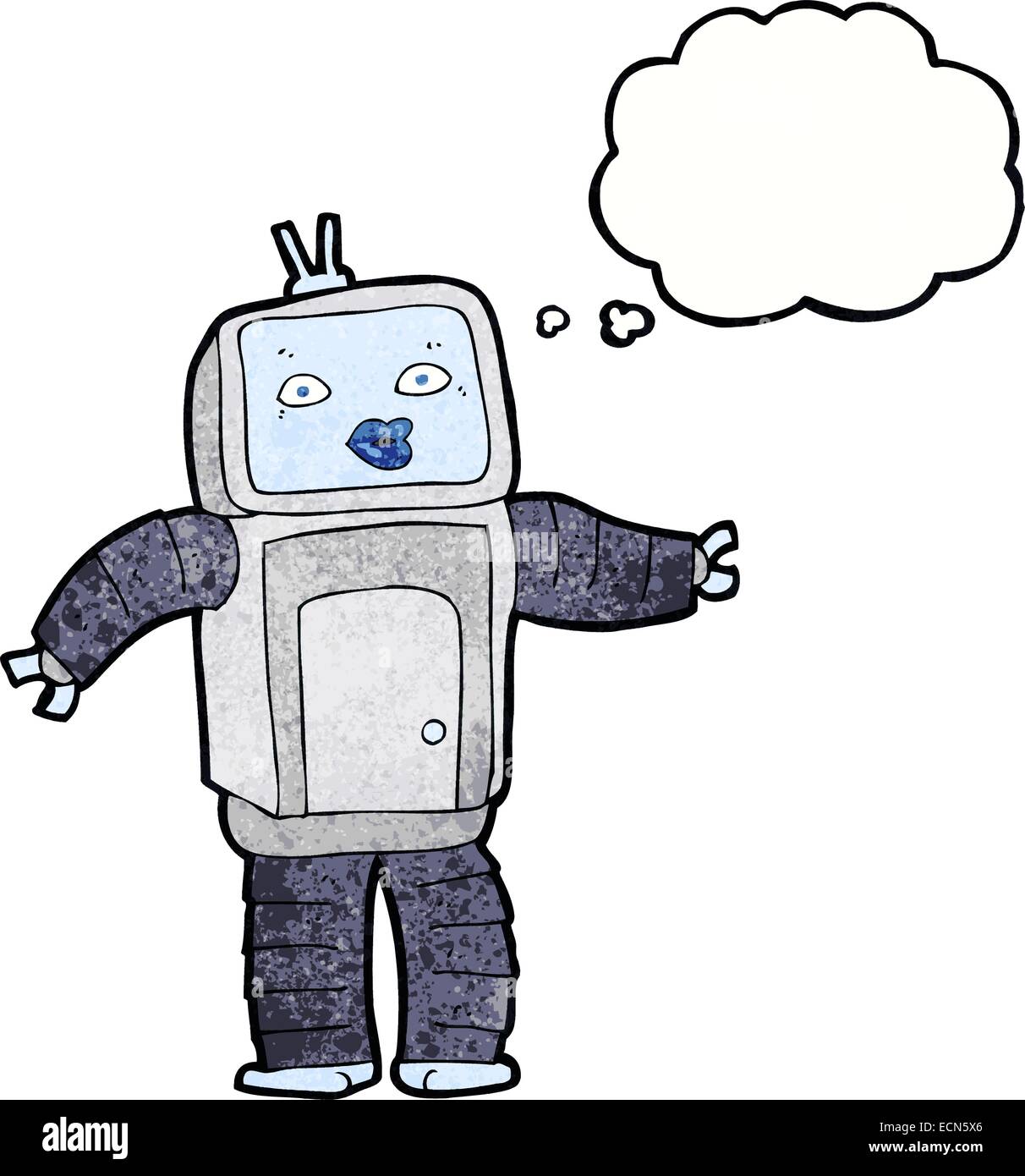funny cartoon robot with thought bubble Stock Vector Image & Art - Alamy