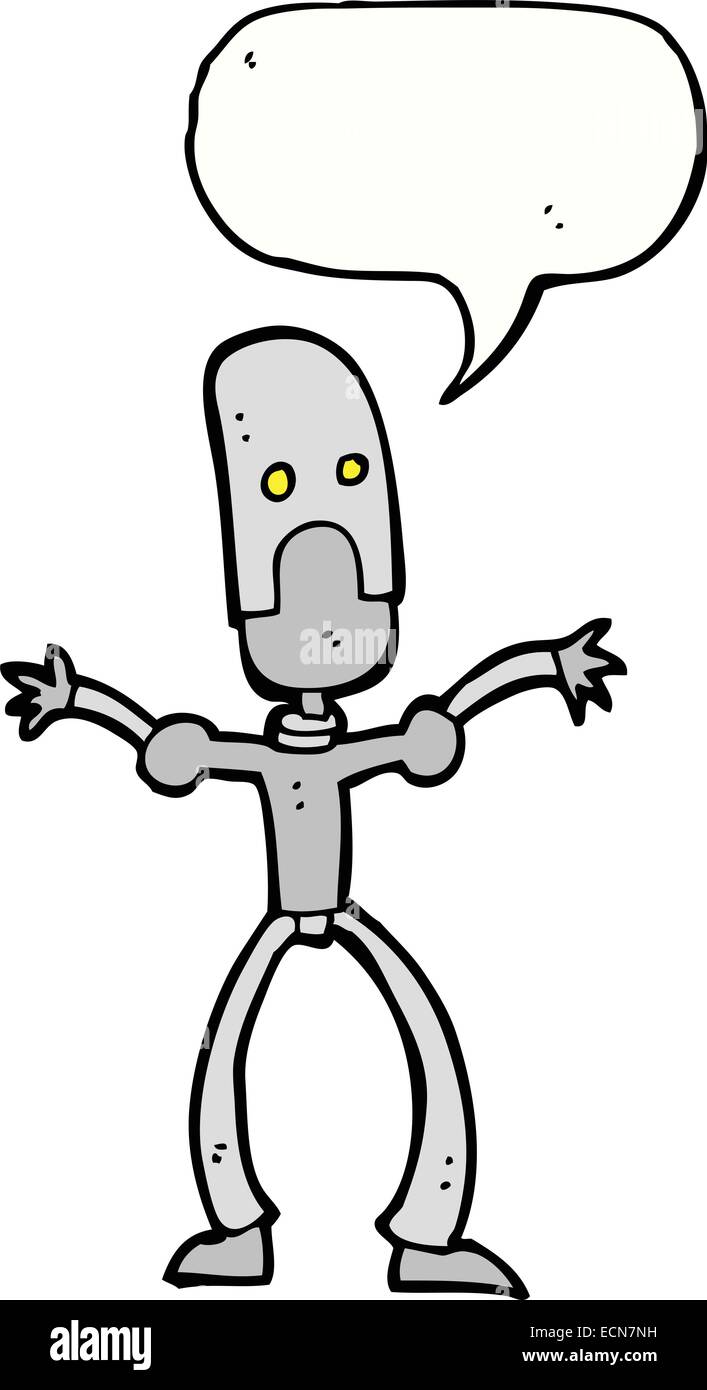 cartoon funny robot with speech bubble Stock Vector Image & Art - Alamy