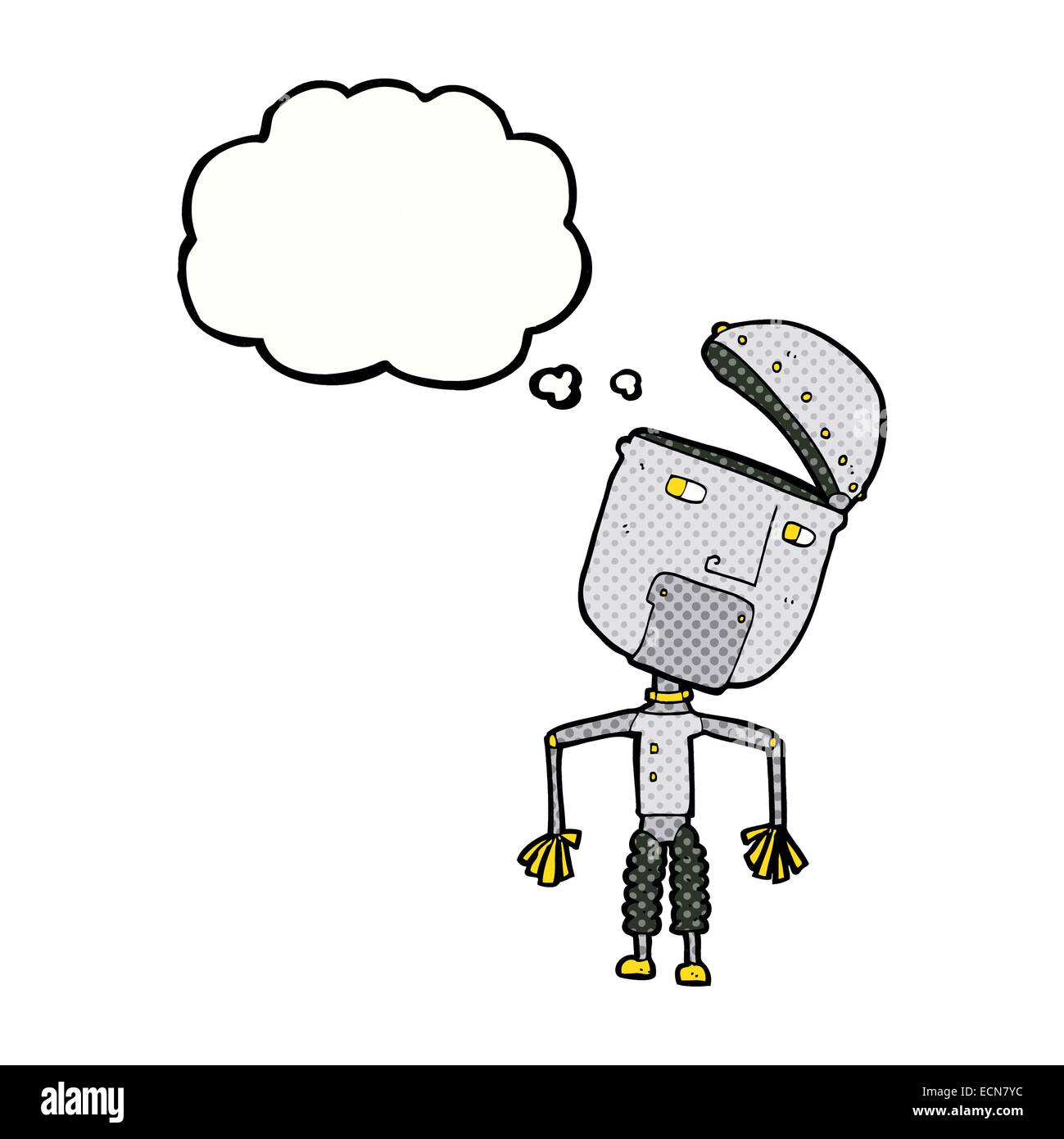 cartoon funny robot with thought bubble Stock Vector Image & Art - Alamy