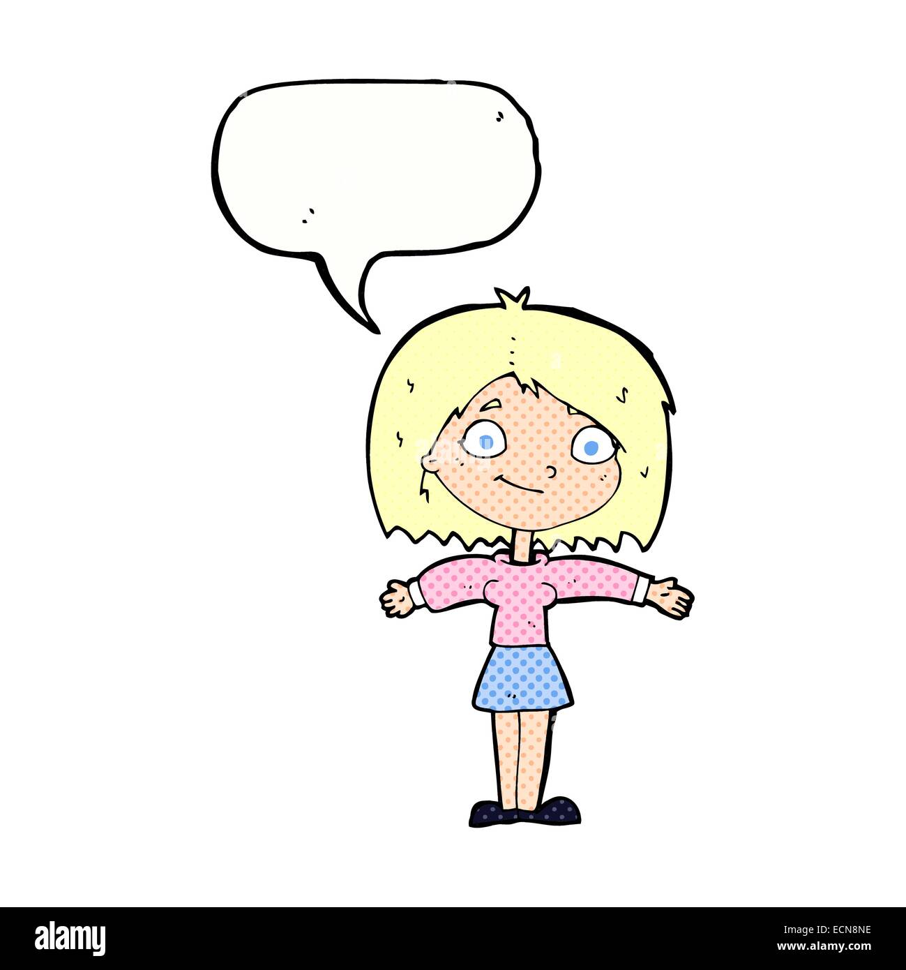 cartoon happy girl with speech bubble Stock Vector Image & Art - Alamy