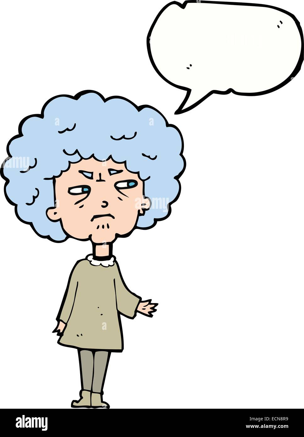 cartoon old lady with speech bubble Stock Vector