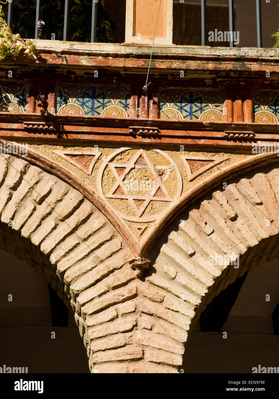 Jewish star in a street of old Europe. Stock Photo