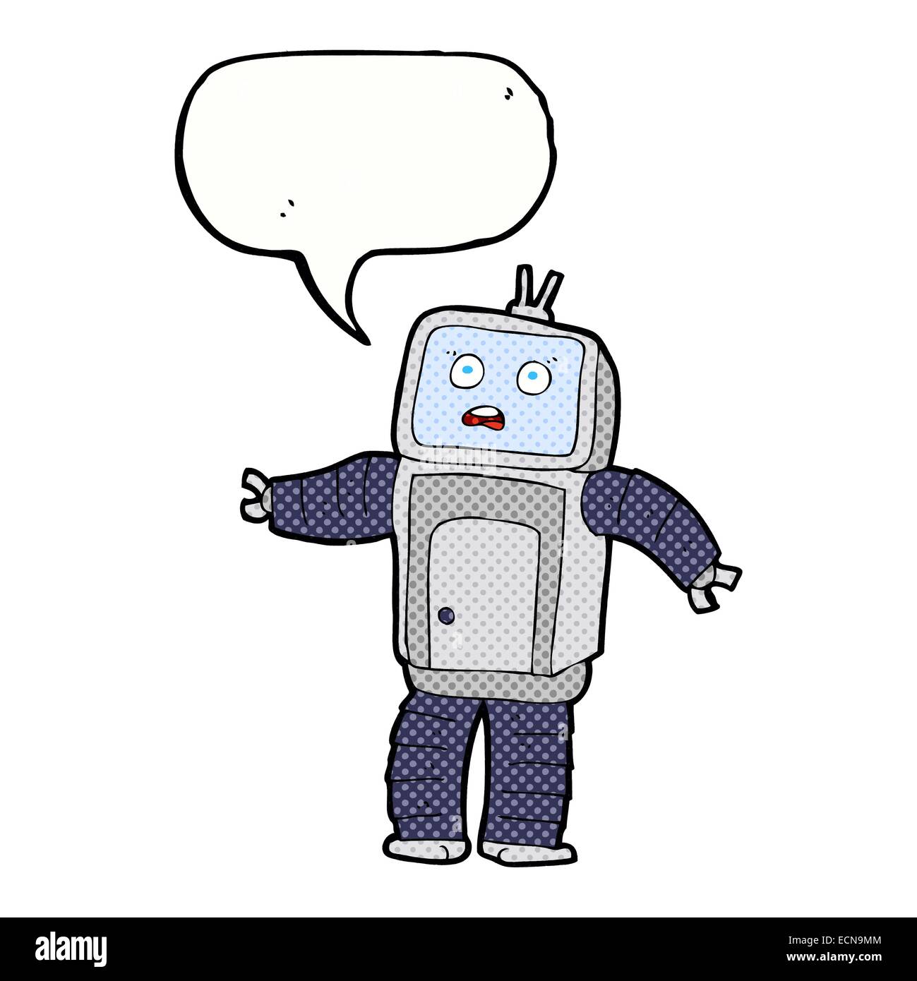 cartoon funny robot with speech bubble Stock Vector Image & Art - Alamy
