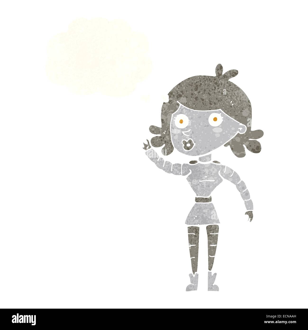 cartoon robot woman waving with thought bubble Stock Vector Image & Art ...