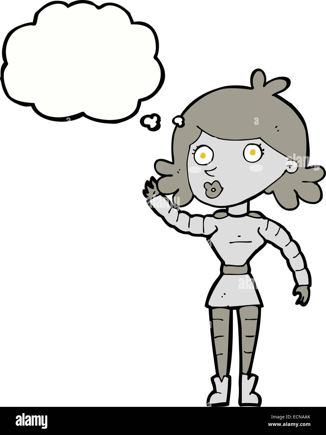 cartoon robot woman waving with thought bubble Stock Vector Image & Art ...