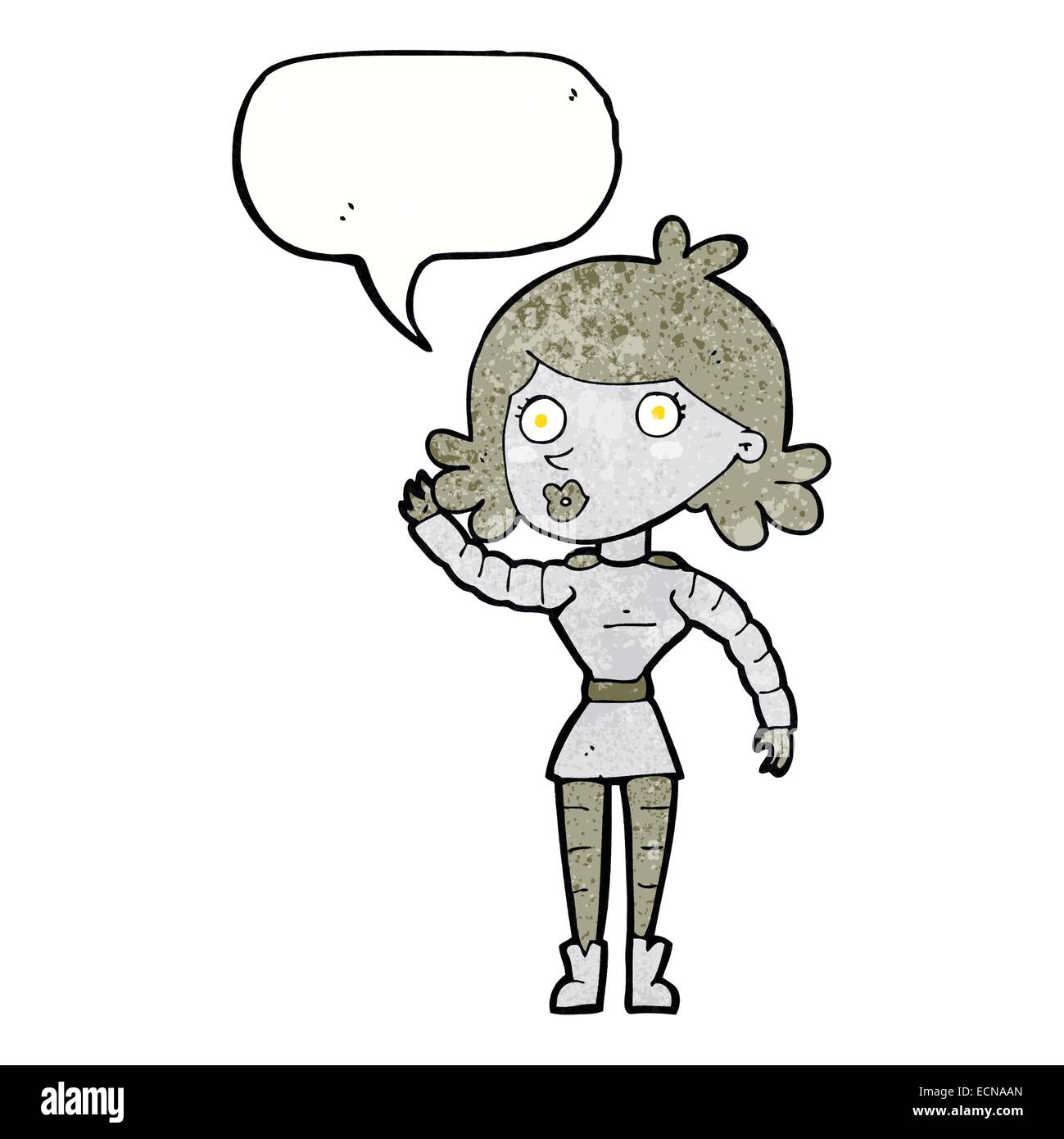cartoon robot woman waving with speech bubble Stock Vector Image & Art ...