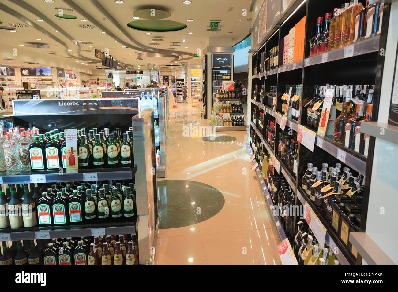 Wine and spirits duty free shops at Valencia Airport Stock Photo Alamy