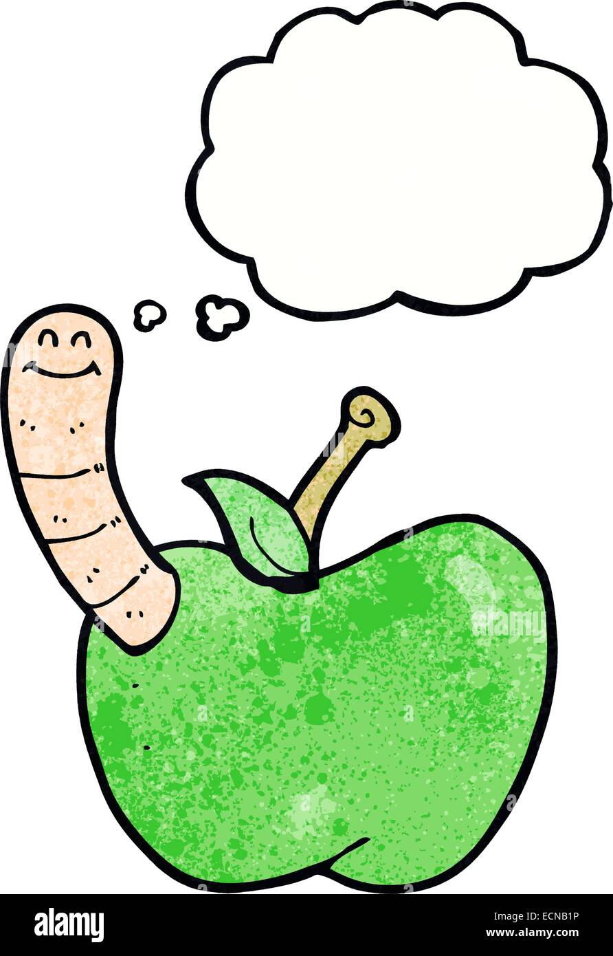 cartoon apple with worm with thought bubble Stock Vector Image & Art ...