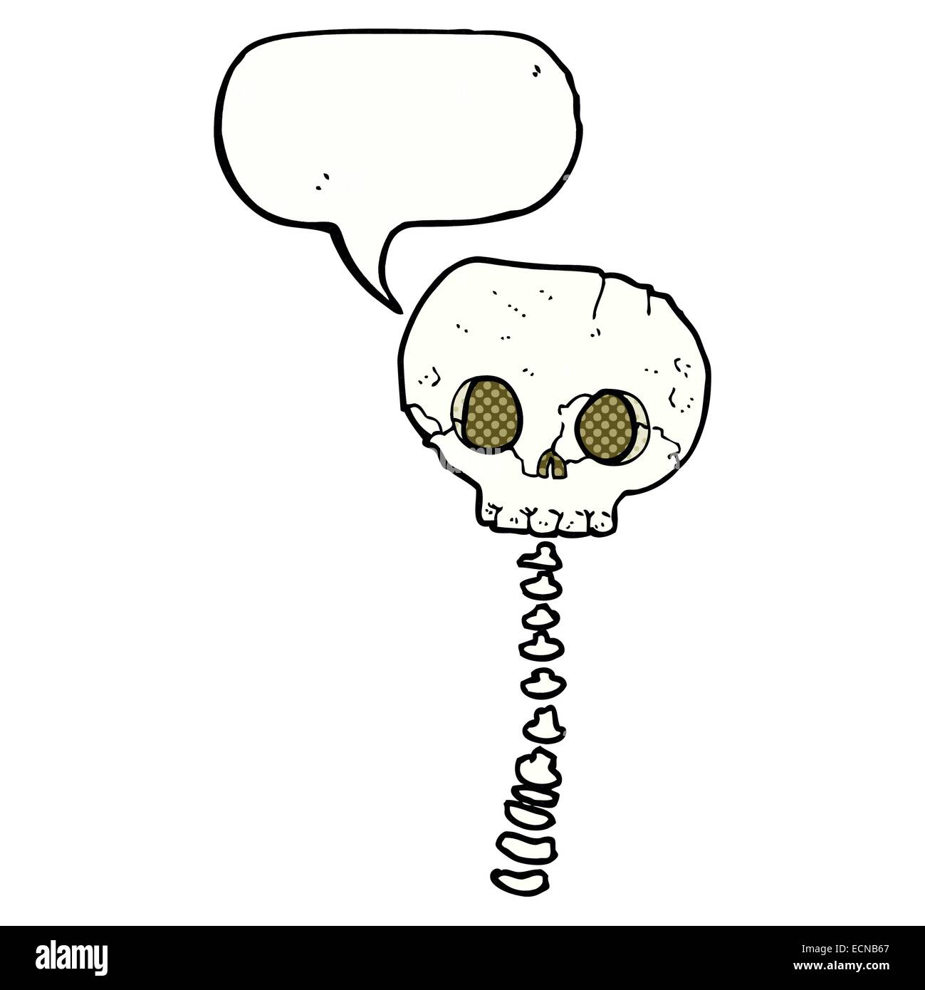 Cartoon Spooky Skull And Spine With Speech Bubble Stock Vector Image Art Alamy