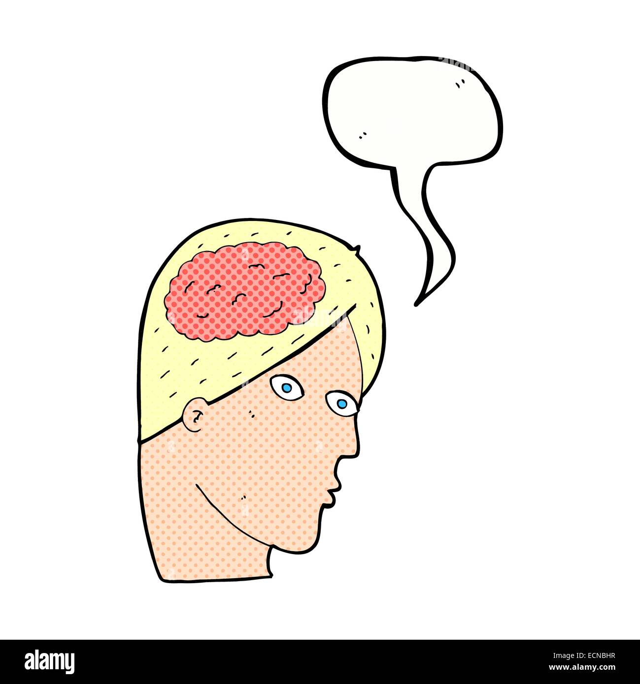 cartoon head with brain symbol with speech bubble Stock Vector Image ...