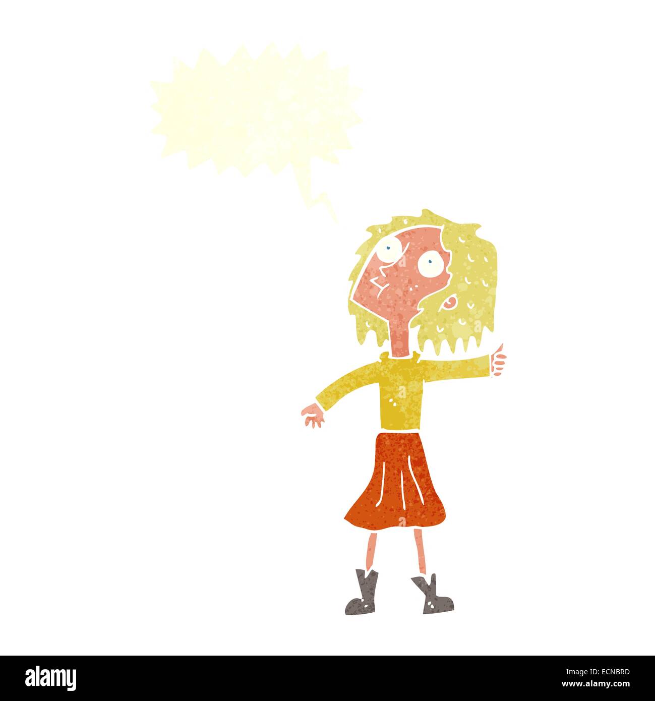 cartoon woman looking up to the sky with speech bubble Stock Vector ...