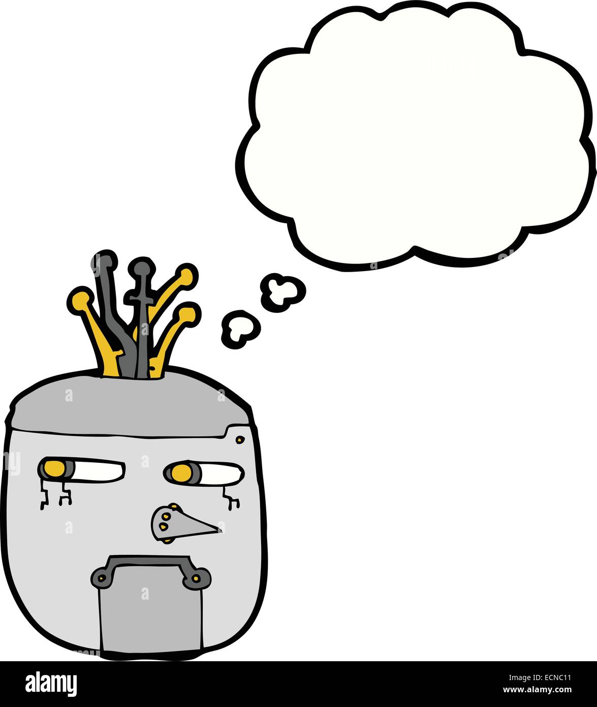 cartoon robot head with thought bubble Stock Vector Image & Art - Alamy