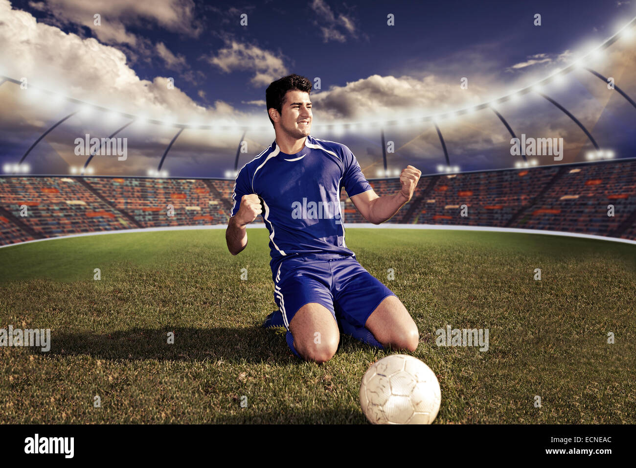 soccer or football  player on the field Stock Photo