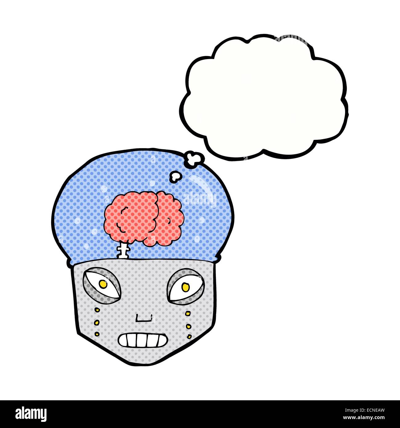 cartoon spooky robot head with thought bubble Stock Vector Image & Art ...