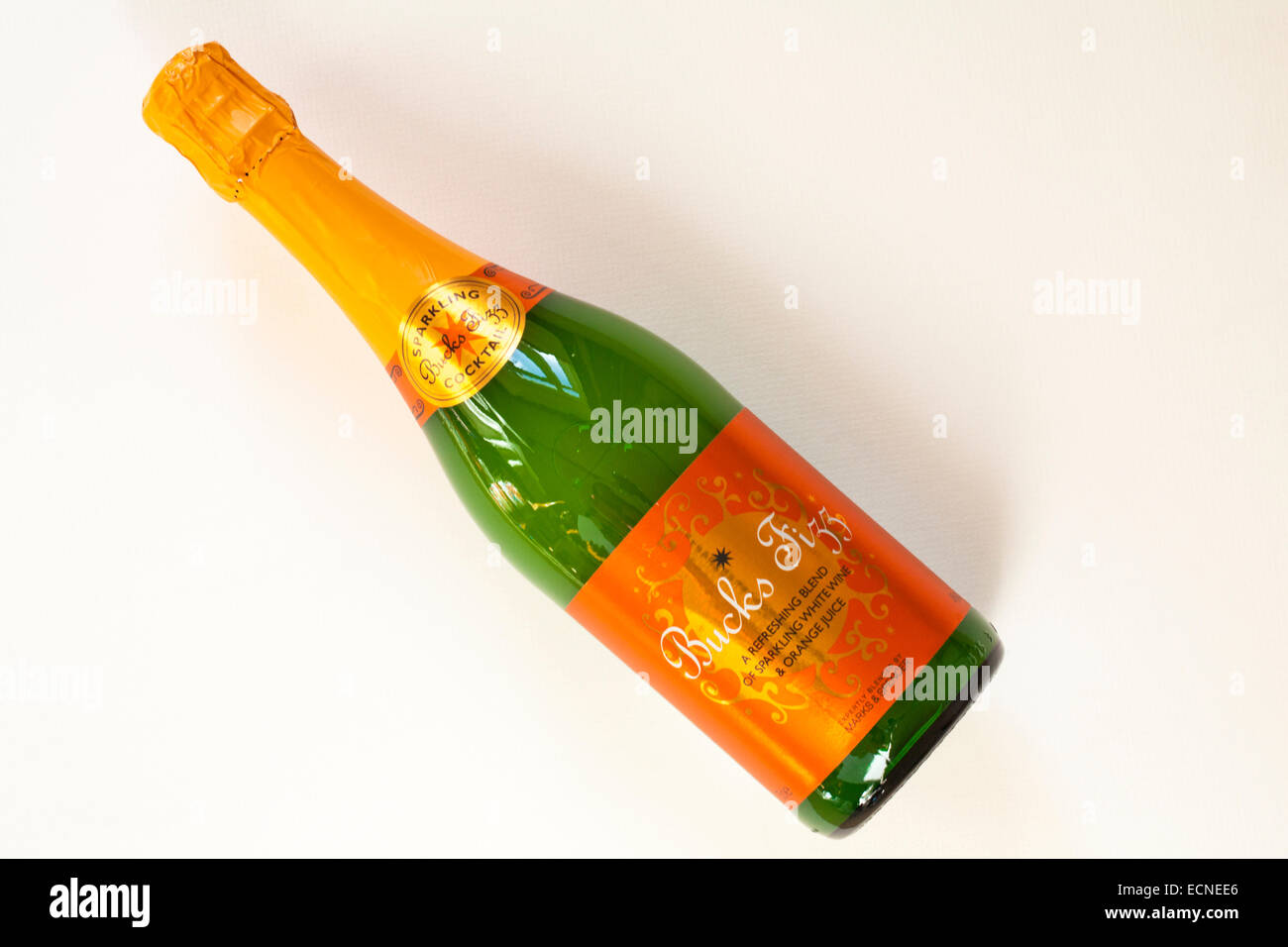 bottle of Sparkling Bucks Fizz Cocktail a refreshing blend of sparkling white wine & orange juice expertly blended by Marks & Spencer Stock Photo