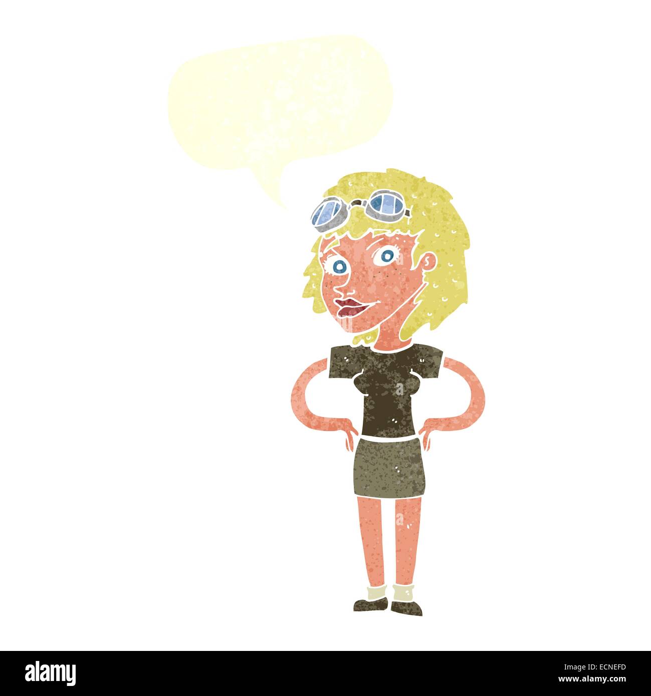 cartoon retro pilot woman with speech bubble Stock Vector Image & Art ...
