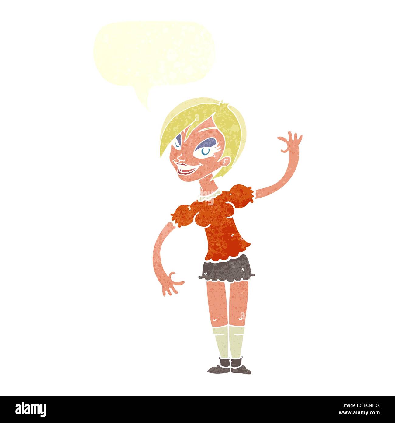 cartoon girl waving with speech bubble Stock Vector Image & Art - Alamy