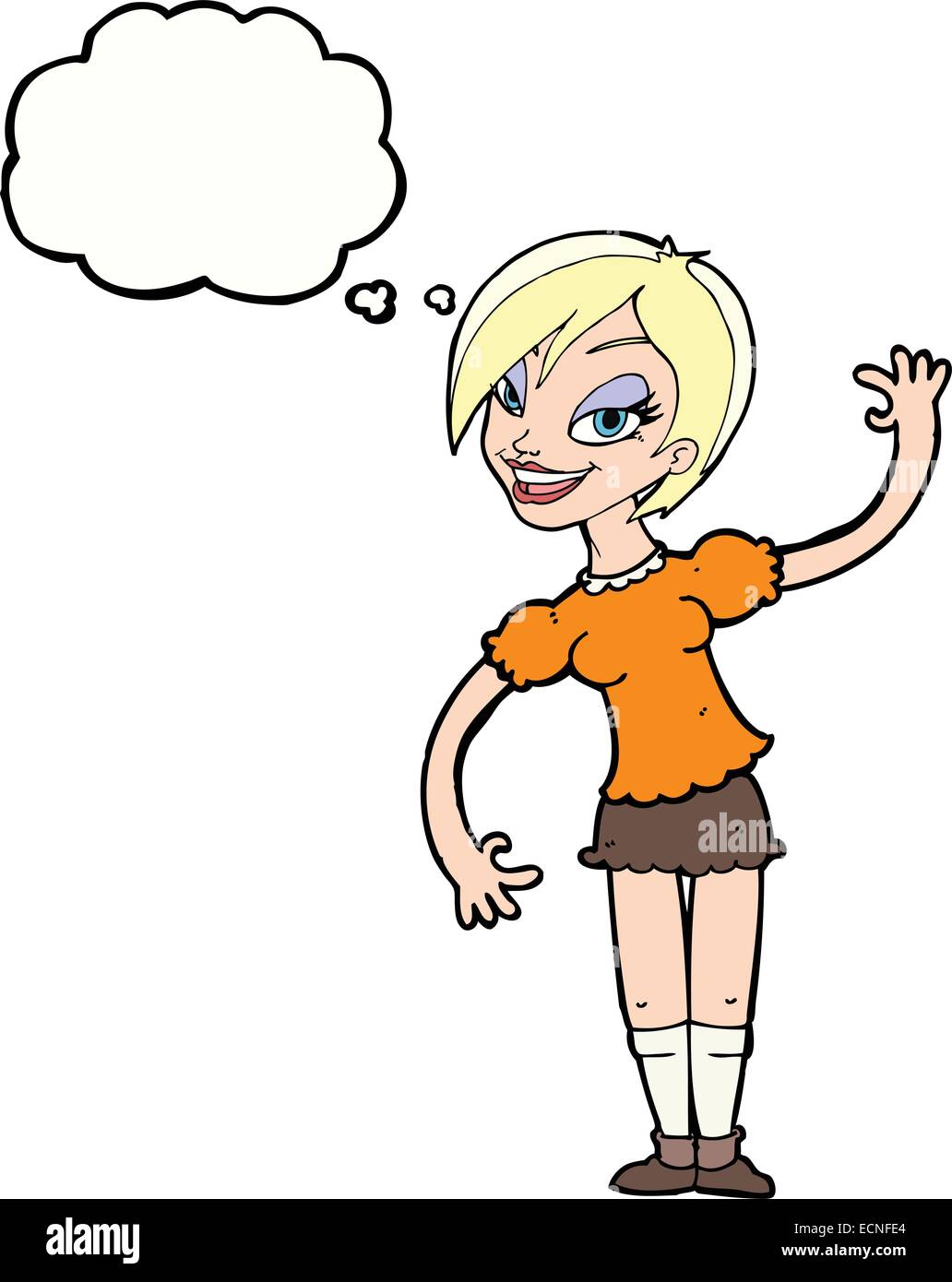 Cartoon girl waving bubble hi-res stock photography and images - Alamy