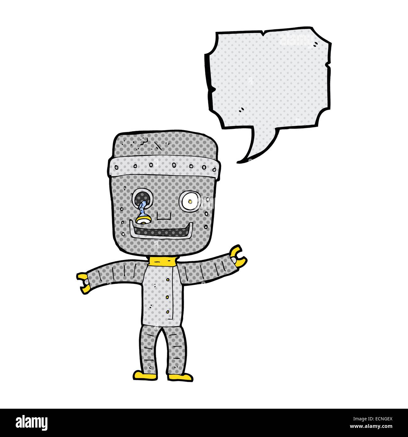 cartoon funny old robot with speech bubble Stock Vector Image & Art - Alamy
