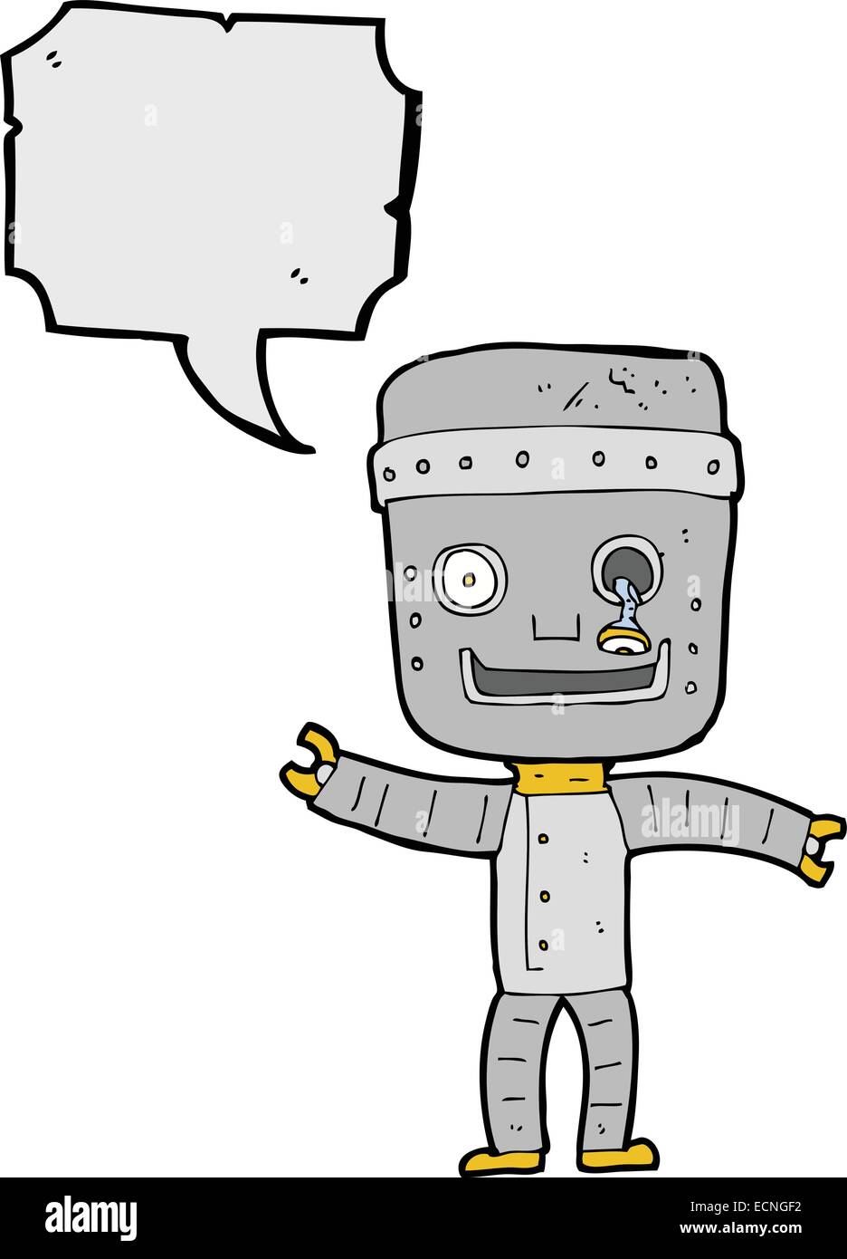 cartoon funny old robot with speech bubble Stock Vector Image & Art - Alamy