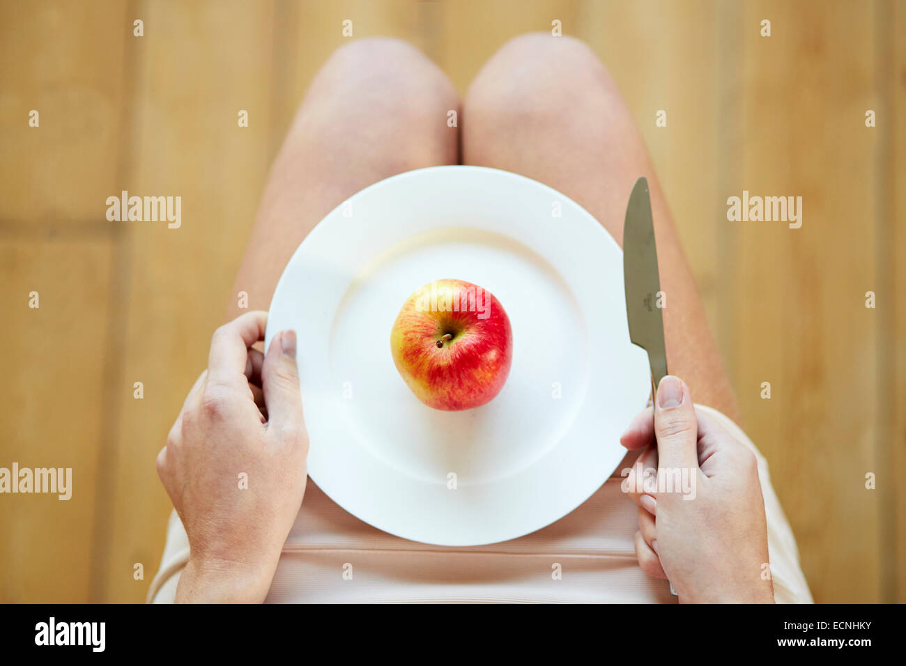Apple on a plate ready Stock Photo