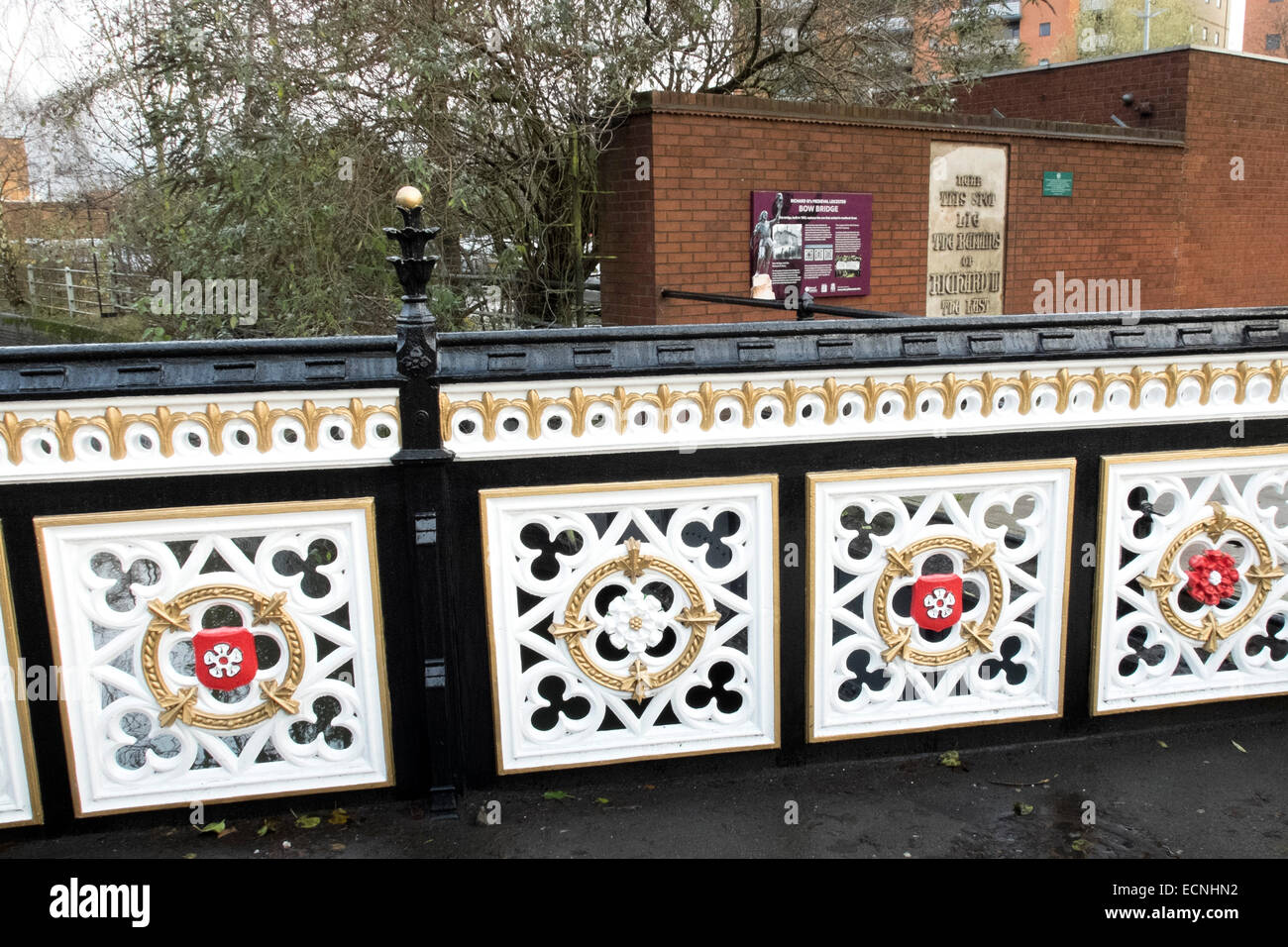 Bow Bridge in Leicester which has connections with King Richard the III and has been repainted for his burial in 2015 Stock Photo