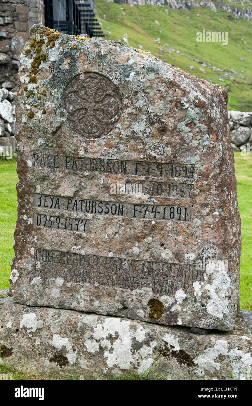 Kirkjubøur is an important historical site of the Faroe Islands with the the Magnus cathedral and the 12th century Olav's church Stock Photo