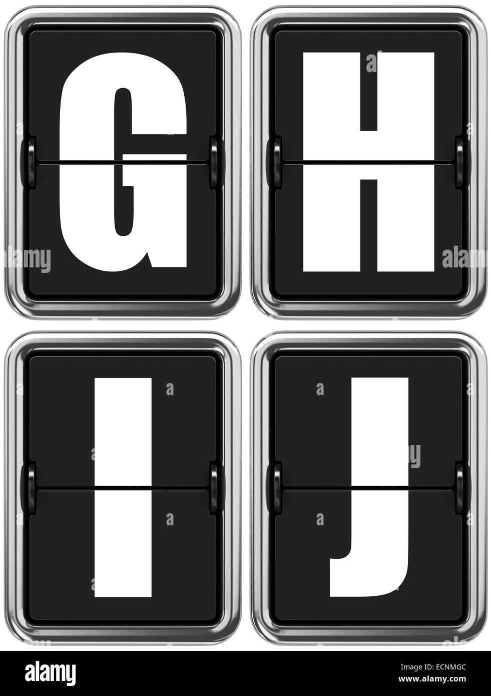 Letters G, H, I, J on Mechanical Scoreboard. Stock Photo