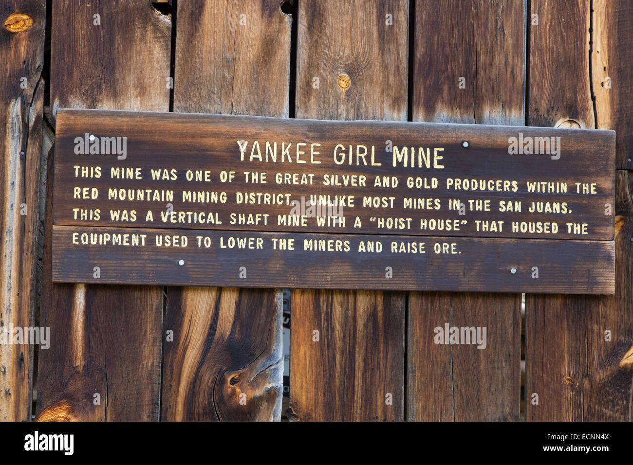Yankee Girl silver mine in the Red Mountain Mining District along highway 550 also called Million Dollar Highway in Colorado Stock Photo