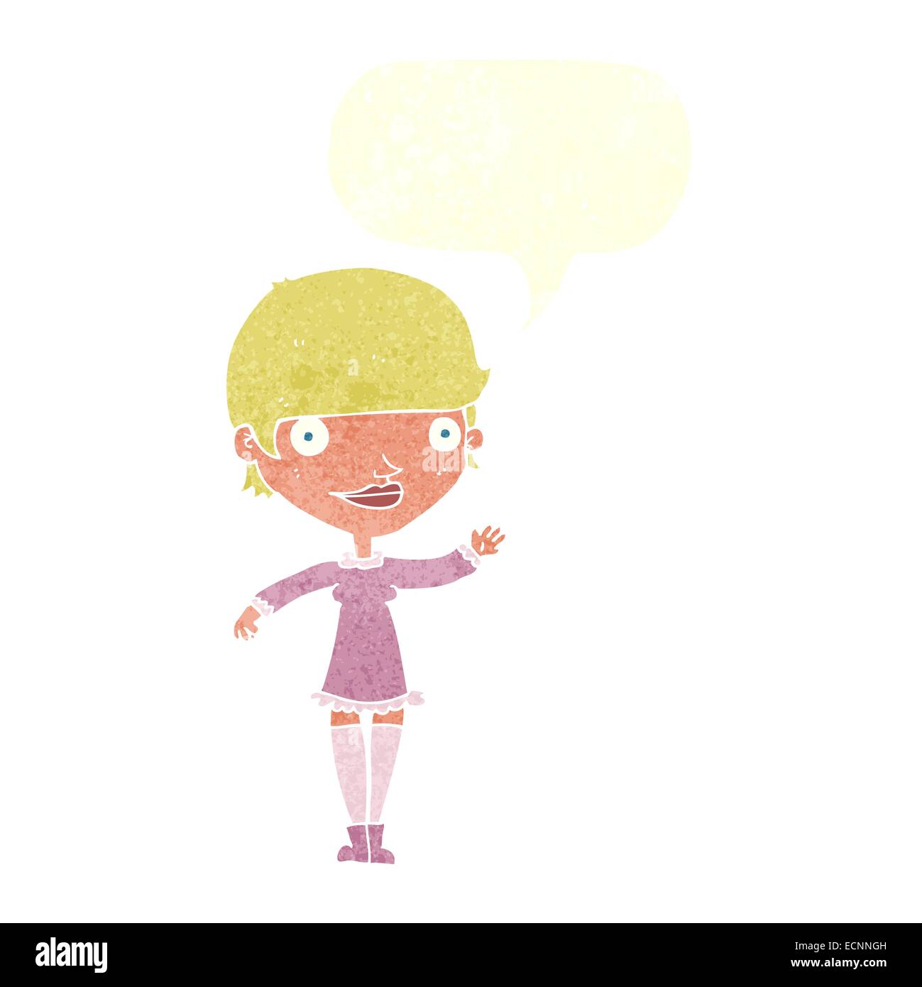 cartoon waving woman with speech bubble Stock Vector Image & Art - Alamy