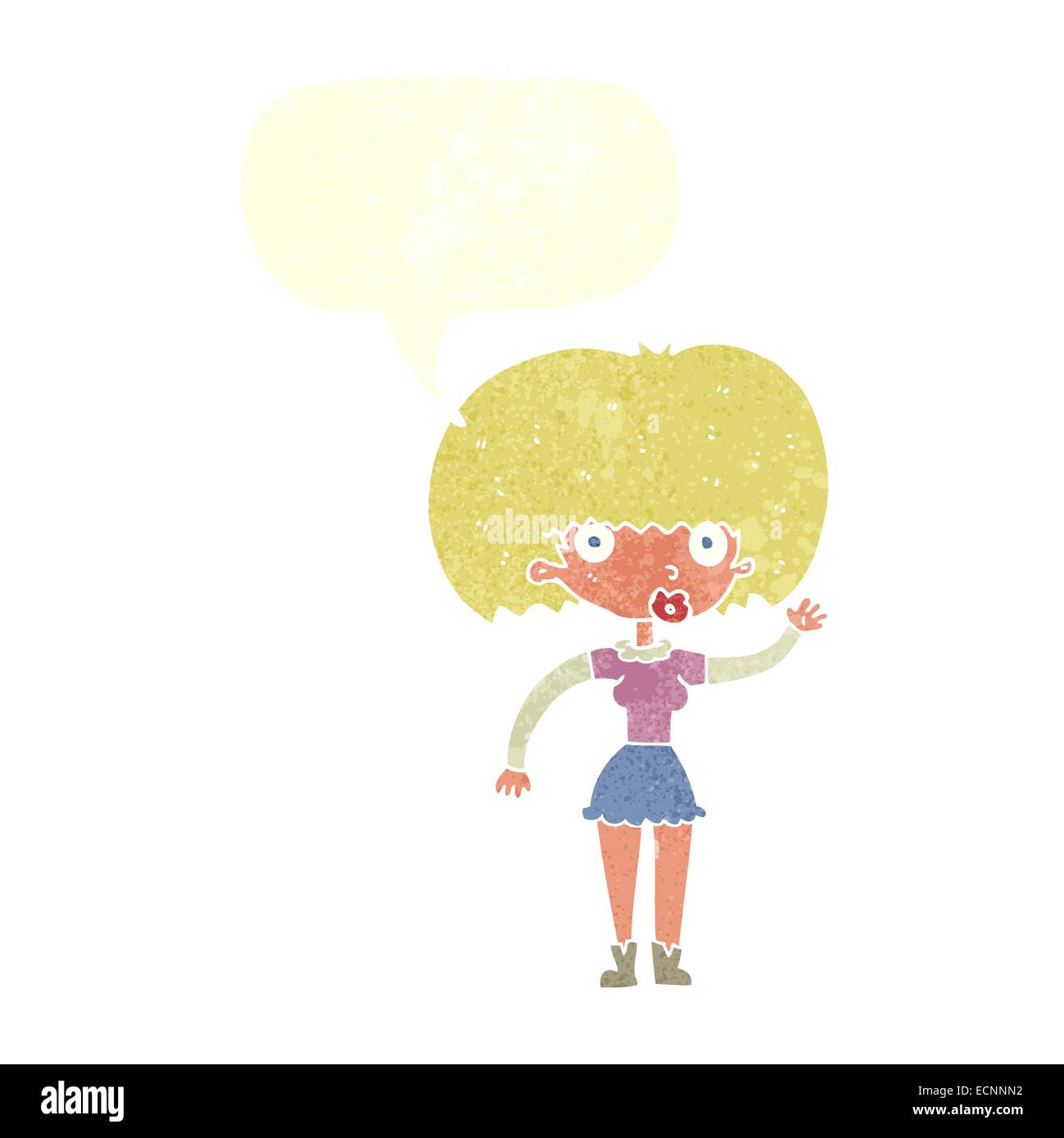 cartoon woman waving with speech bubble Stock Vector Image & Art - Alamy