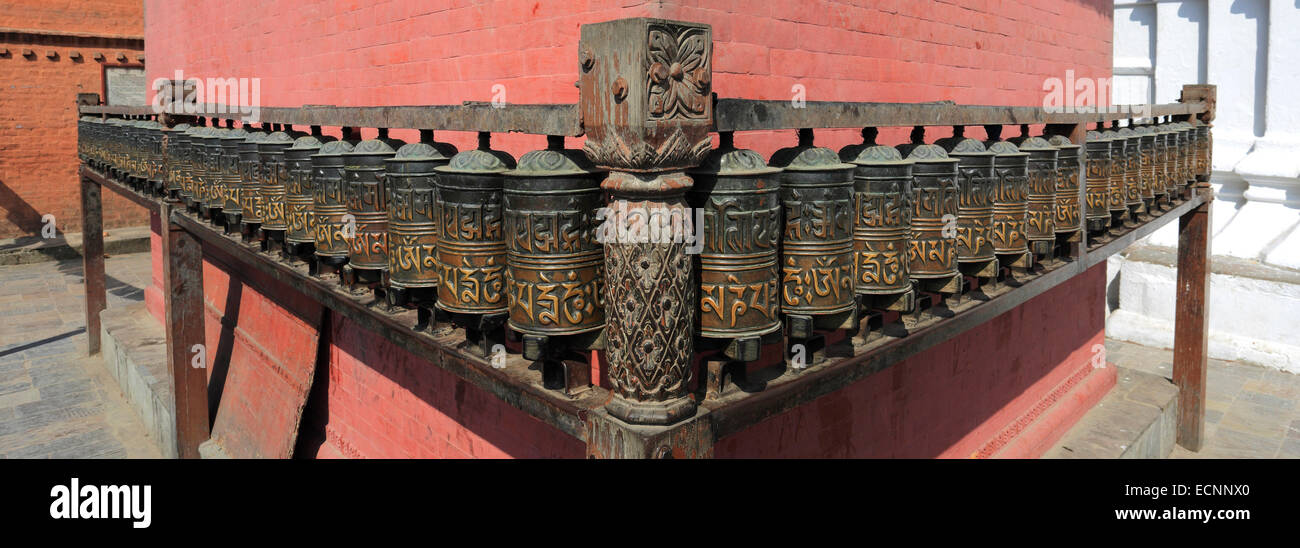 Religious Prayer Wheels at the Buddhist Stupa, Monkey Temple, UNESCO ...