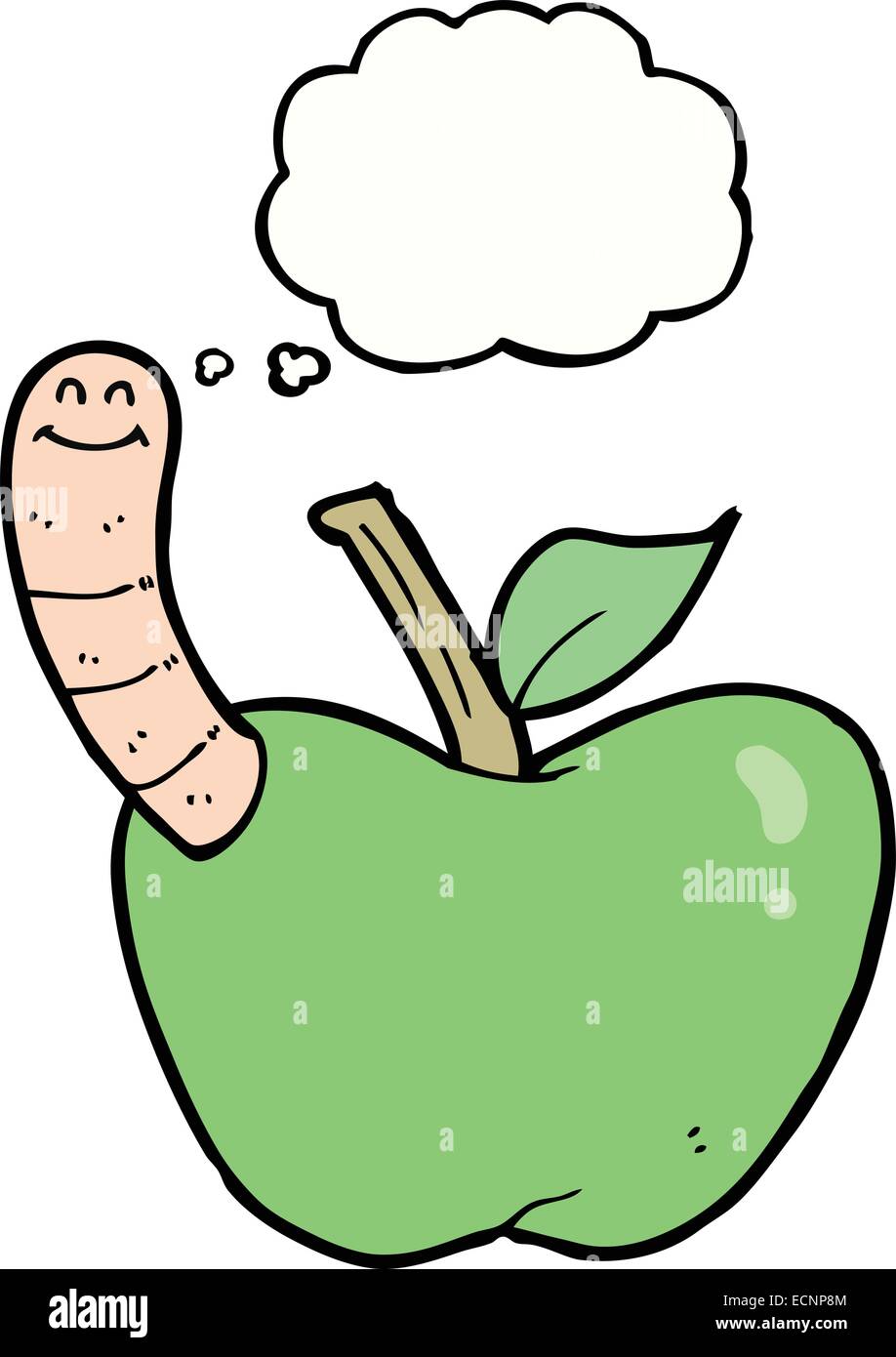 cartoon apple with worm with thought bubble Stock Vector Image & Art ...