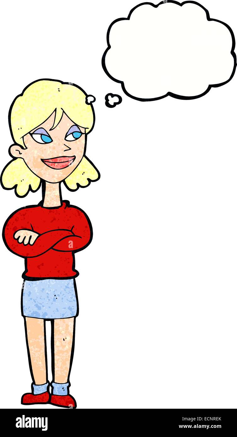 Cartoon satisfied woman bubble hi-res stock photography and images - Alamy