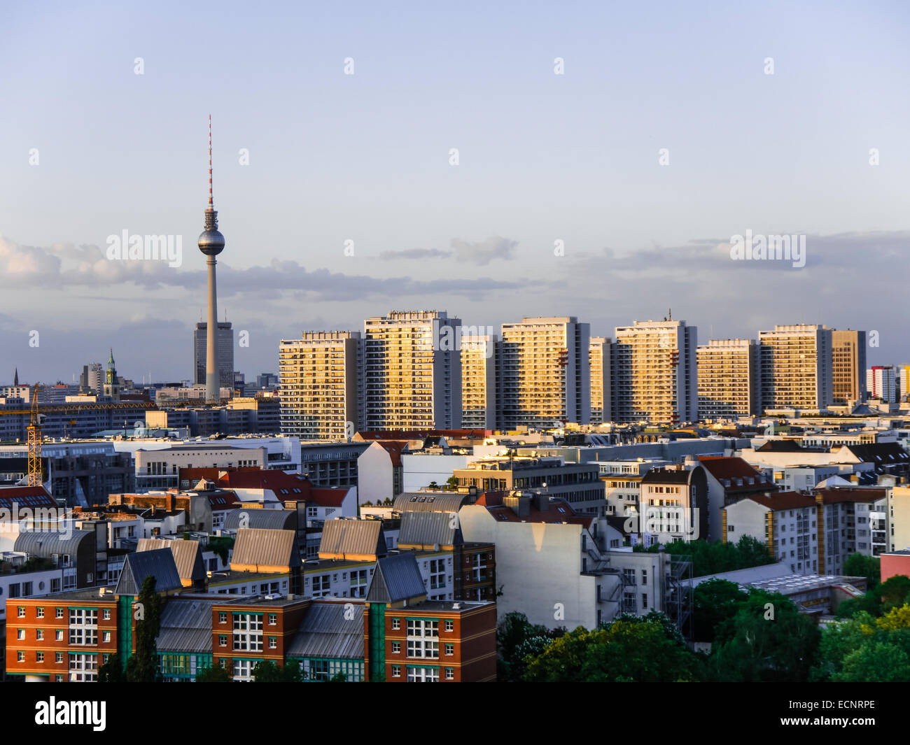 berlin city panoramic view in the evening Stock Photo - Alamy