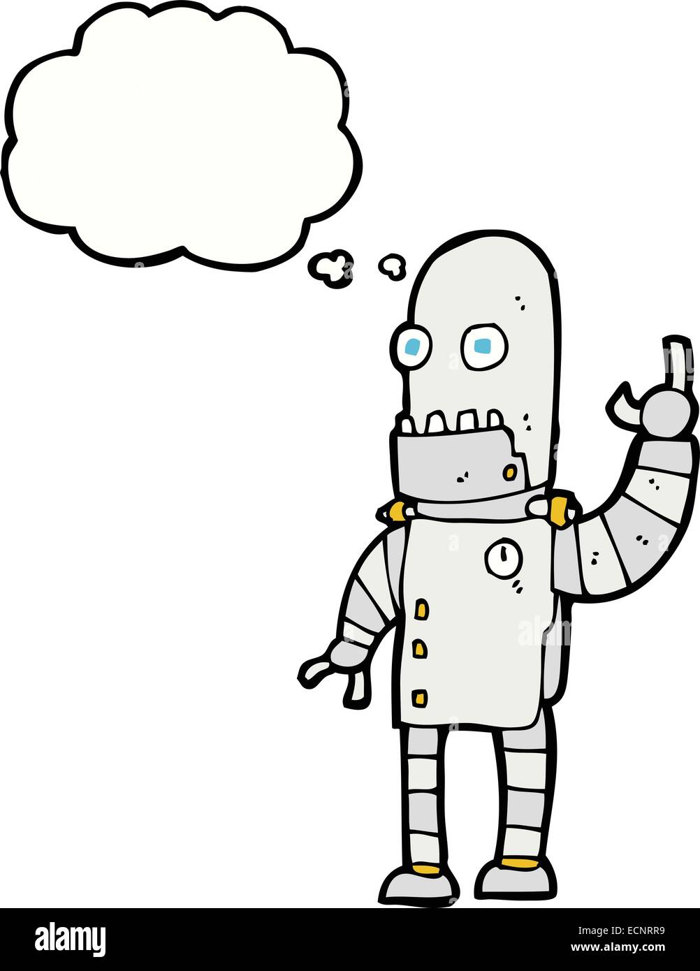 cartoon waving robot with thought bubble Stock Vector Image & Art - Alamy