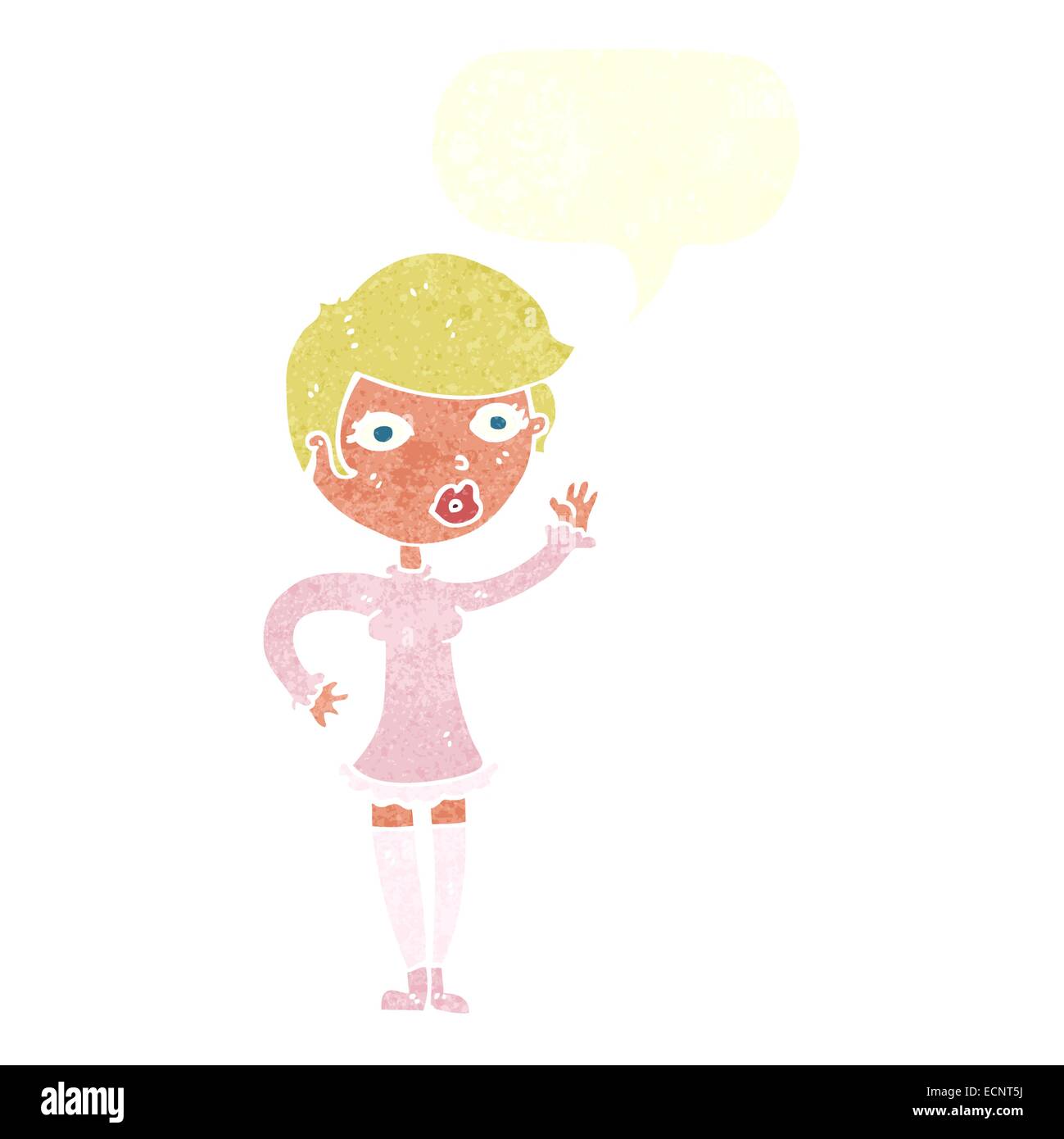 cartoon pretty woman waving with speech bubble Stock Vector Image & Art ...